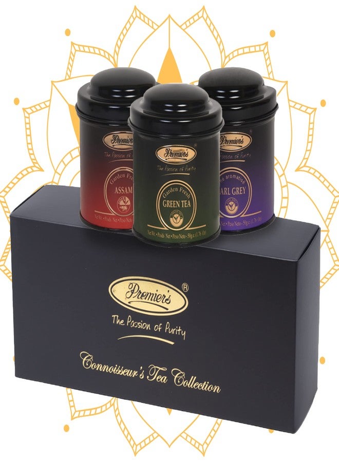 Premiers 3-in1 Tea Gift Set | 75 Cups | 150 Grams | Elegant Domed Metal Caddy | Darjeeling Green Tea + Assam Tea + Earl Grey Tea | PMP Series - Image 1