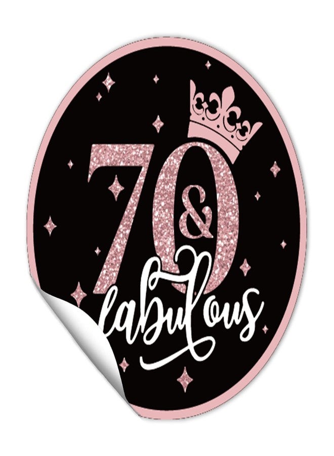 REWIDPARTY 70th Birthday Stickers (80 Pieces) - Rose Gold '70 & Fabulous' - Round, Waterproof, Adhesive - Perfect for Party Decorations & More - Image 1