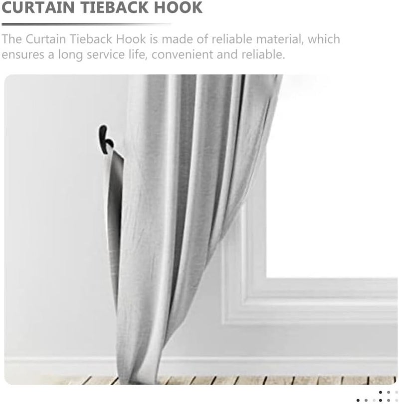 VOSAREA 4pcs Metal Curtain Tiebacks Wall Mounted Holdbacks for Drapes Curtain Hooks Simple Design for Any Home for Daylight Management - Image 4