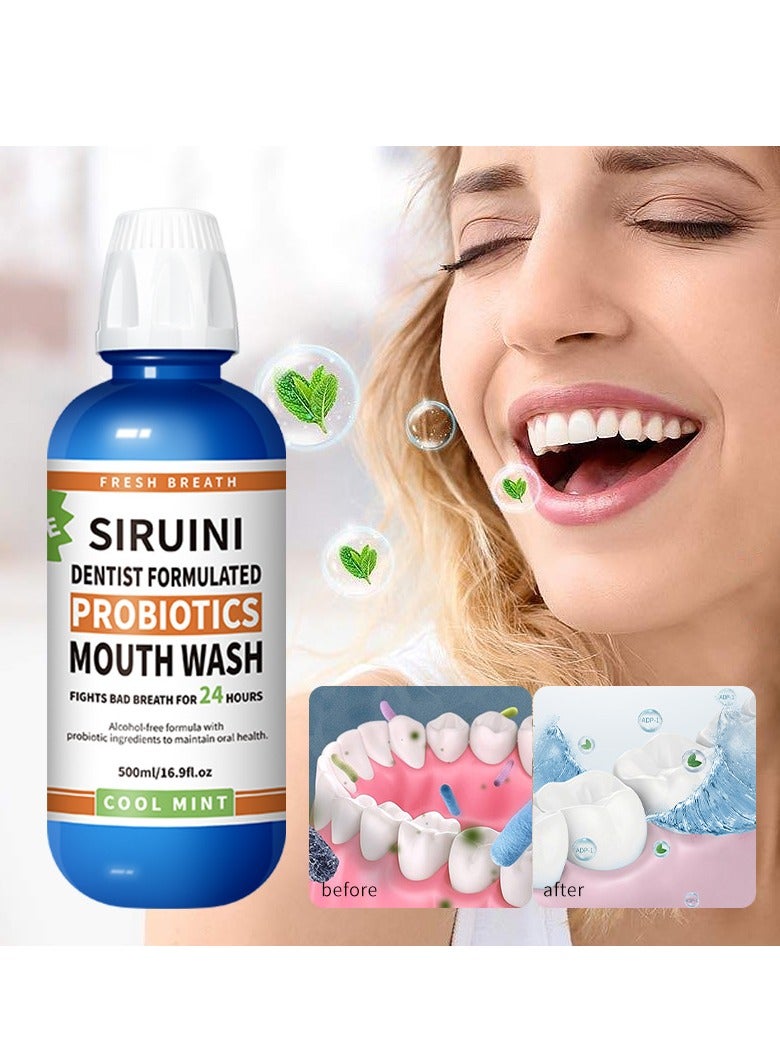 Siruini Cool Mint Flavour Probiotics Oral Rinse Mouthwash 500ml - Image 1