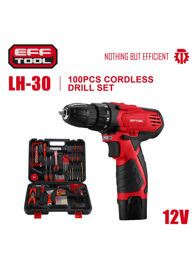 EFFTOOL 100Pcs Professional Tool Set with Tool Box, Portably Handyman Tool Kit for Home Essentials Include: Hammer, Screwdrivers, Wrenches, Pliers, Screwdrivers, Driver Bits, Pliers, Tape Measure  - Image 1