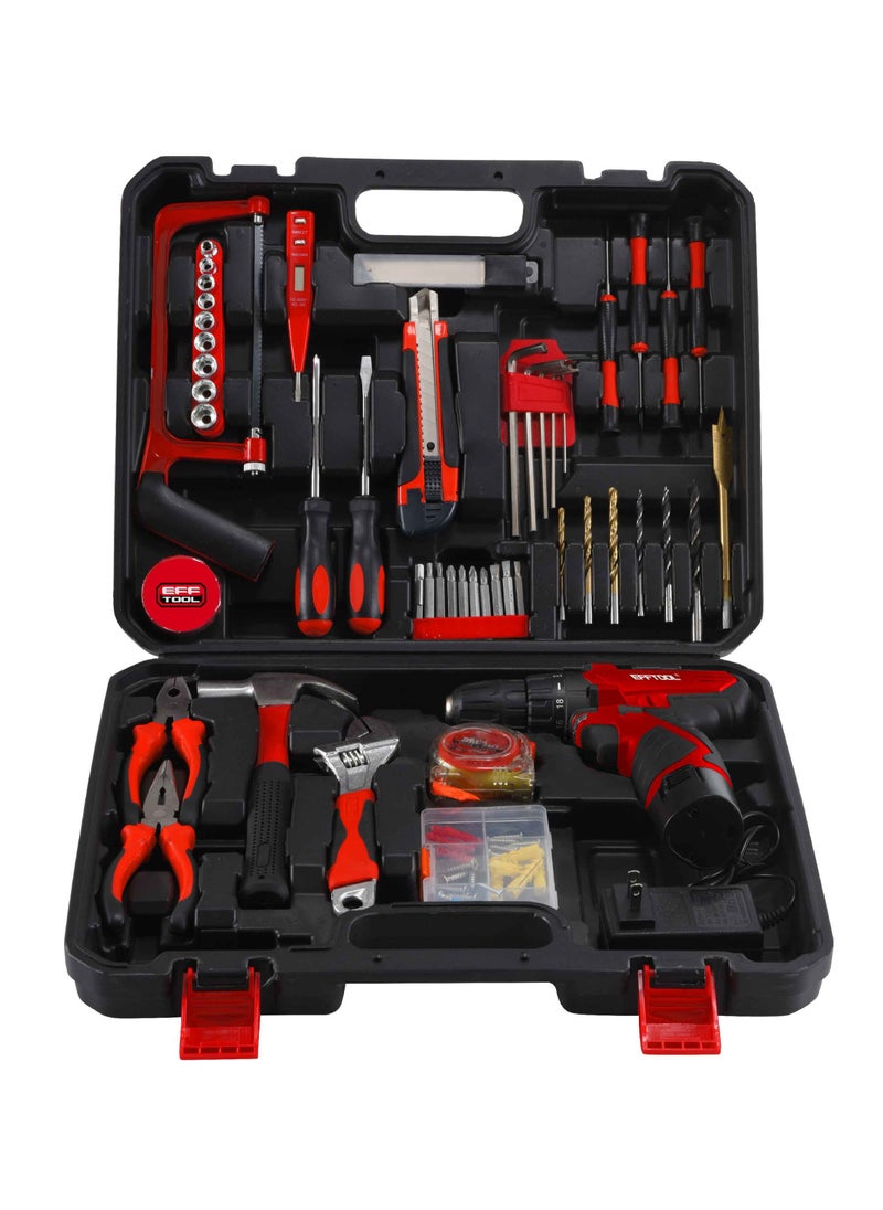 EFFTOOL 100Pcs Professional Tool Set with Tool Box, Portably Handyman Tool Kit for Home Essentials Include: Hammer, Screwdrivers, Wrenches, Pliers, Screwdrivers, Driver Bits, Pliers, Tape Measure  - Image 2