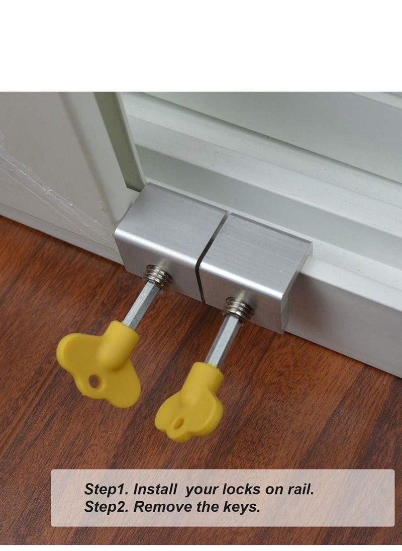 XiuWoo - 4 Pcs Adjustable Sliding Window Door Frame Security Locks with Key - Image 1