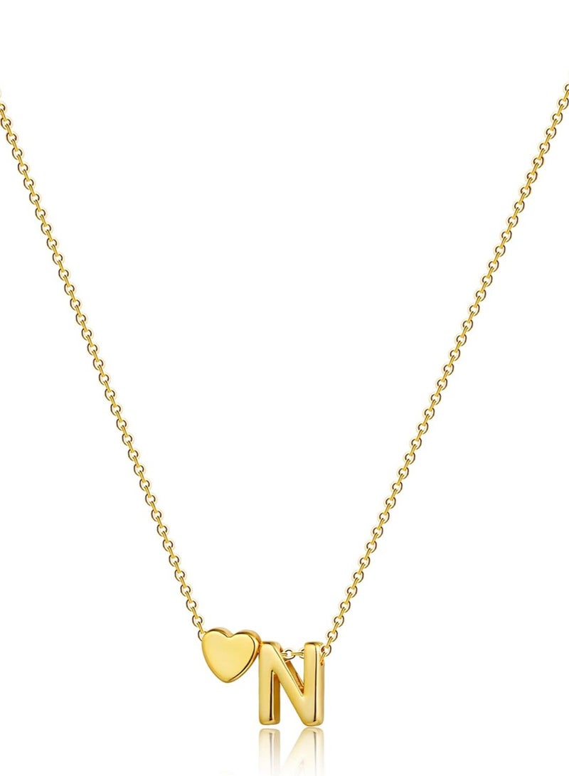 Julia Store Dainty Initial Necklaces for Women 18K Gold Plated Heart Letter N Necklace Personalized Initial Heart Pendant Necklace Tiny Letter Name Necklaces Gift for Teen Girls - Image 2
