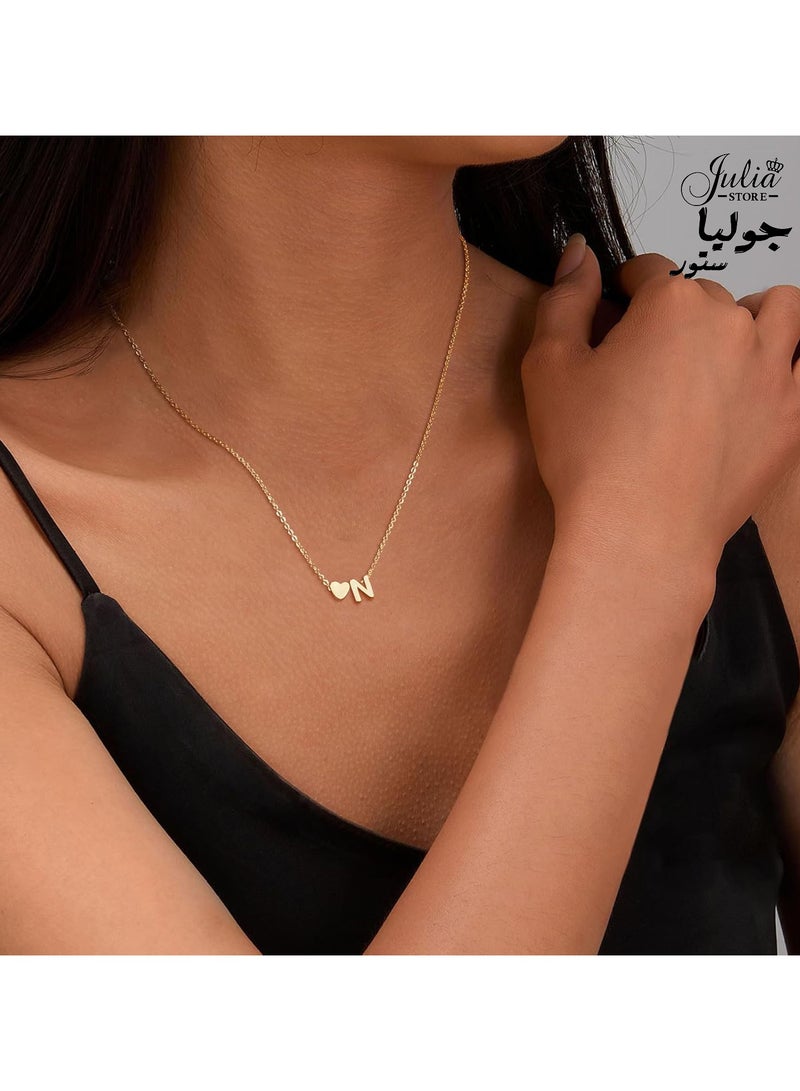 Julia Store Dainty Initial Necklaces for Women 18K Gold Plated Heart Letter N Necklace Personalized Initial Heart Pendant Necklace Tiny Letter Name Necklaces Gift for Teen Girls - Image 4