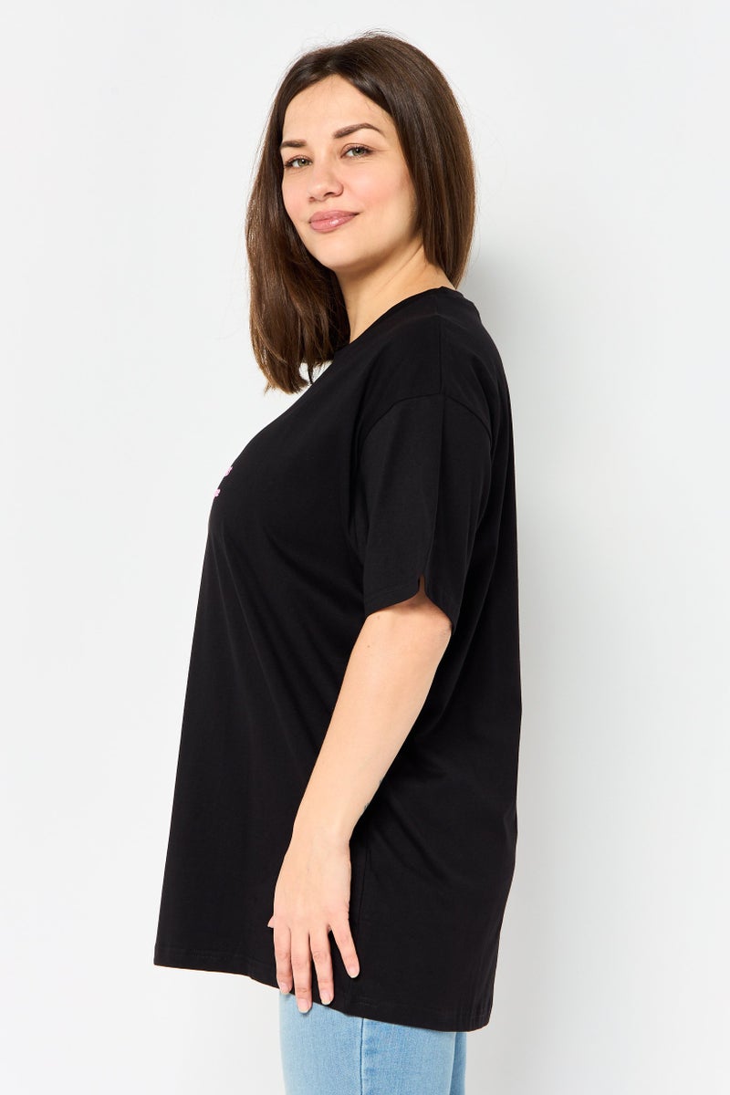 Disney Women Crew Neck Short Sleeve Mickey And Friends T-Shirt, Black - Image 2