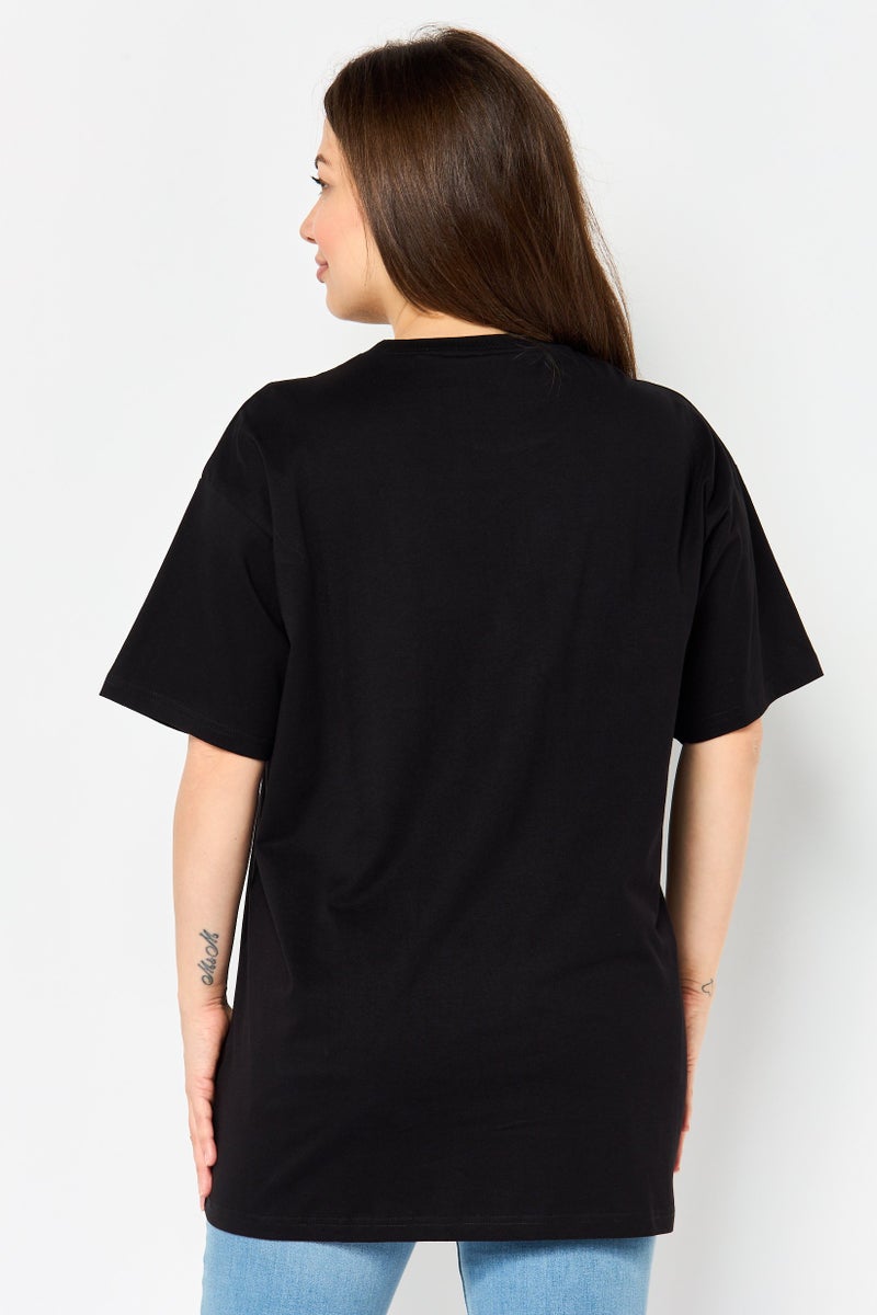 Disney Women Crew Neck Short Sleeve Mickey And Friends T-Shirt, Black - Image 4