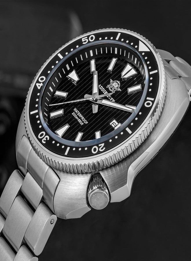 ADDIESDIVE Thin 12 MM Dive Watches for Men Sapphire Crystal Waterproof 200 M Date Display Ceramic Bezel Quartz Analog Diver Watch, AD2507 black - Image 5