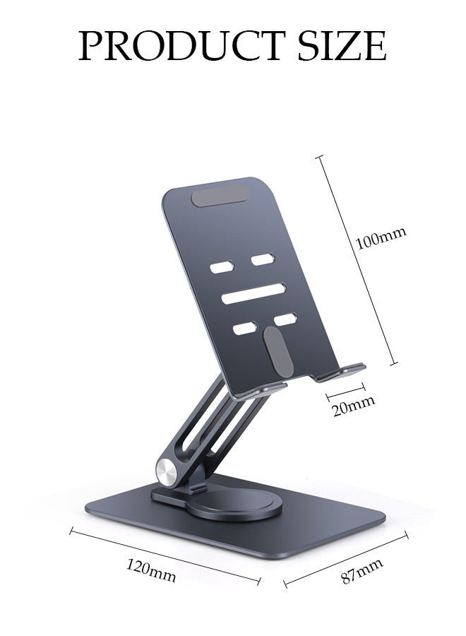 DUNISO Foldable Phone Stand for Desk Height Adjustable Cell Phone Holder Portable Cellphone Cradle Desktop Dock with 360° rotation base for iPhone iPad Smartphone - Image 4