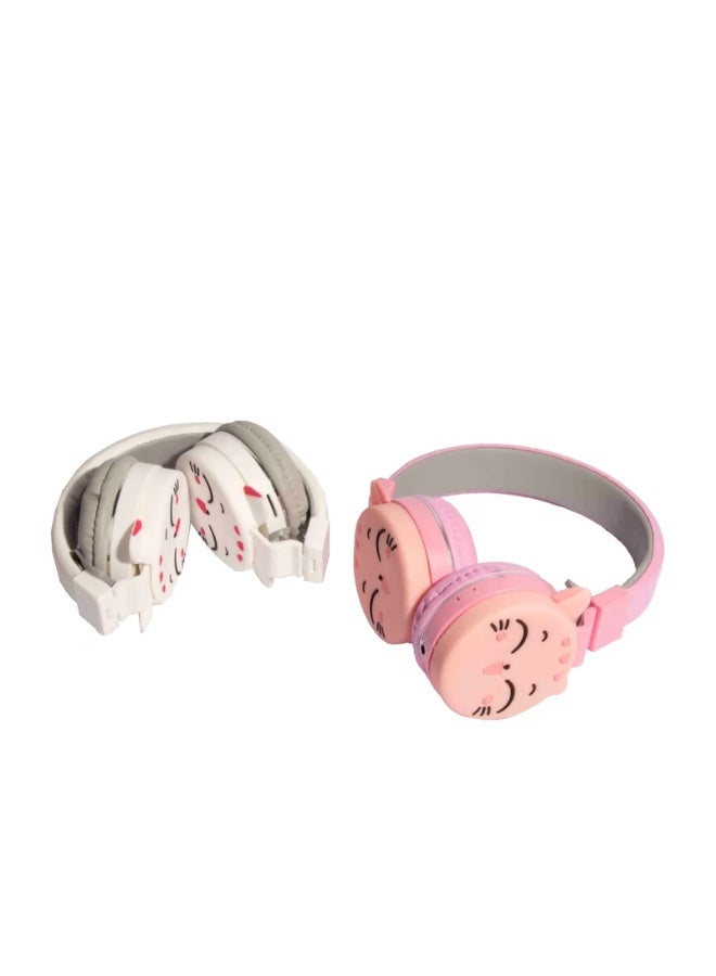 Wireless Kids Headphones 【Kids Headphones】Cute Cartoon Design 【Bluetooth Kids Headphones】Comfortable and lightweight pink Bluetooth headphones with MP3 and FM support - Image 2