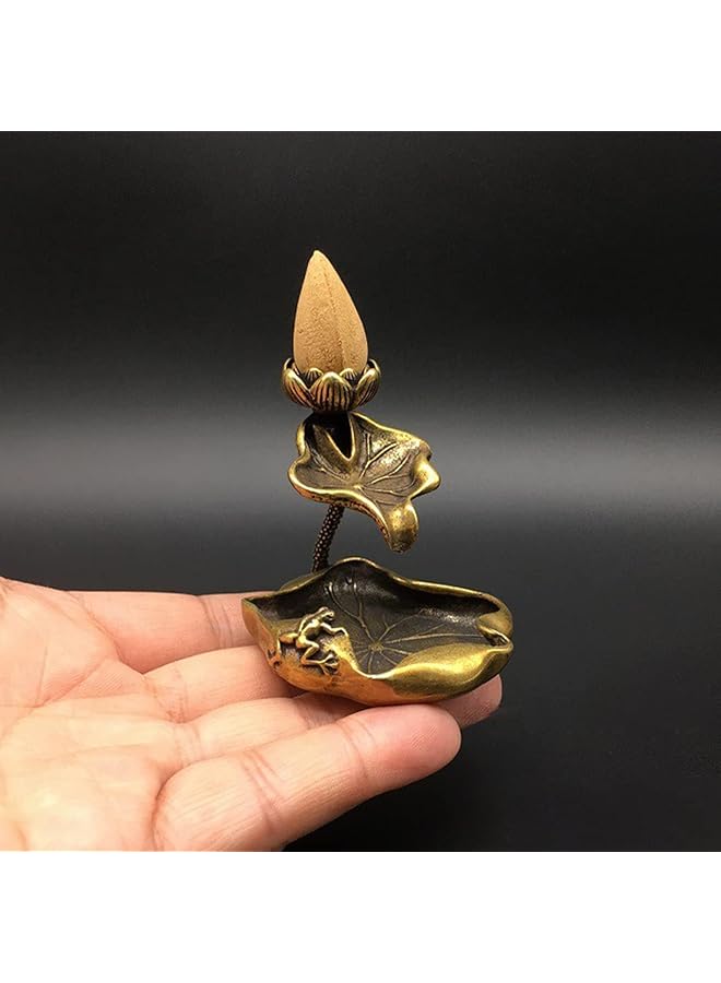 erorex Lotus Backflow Incense Holder Incense Burner Incense Stick Holder Incense Holder Vintage Brass Lotus Ideal For Aromatherapy Meditation Yoga Aromatherapy Ornament Home Office Decor  - Image 3