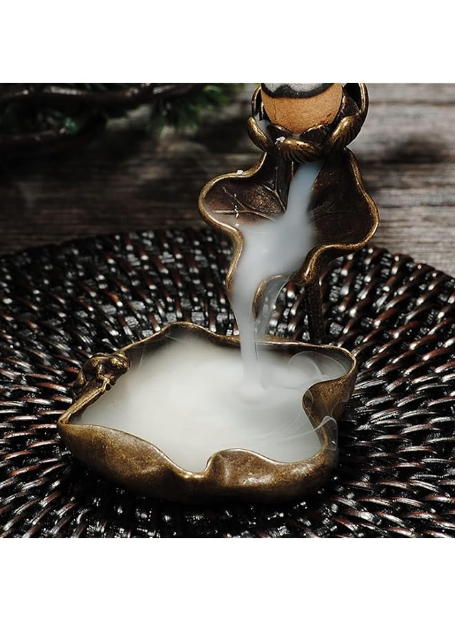 erorex Lotus Backflow Incense Holder Incense Burner Incense Stick Holder Incense Holder Vintage Brass Lotus Ideal For Aromatherapy Meditation Yoga Aromatherapy Ornament Home Office Decor  - Image 5