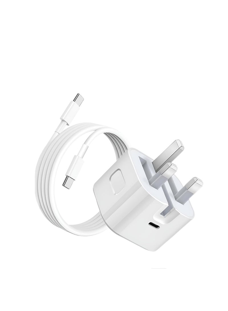 Fast Charger Compatible with iPhone 16/ iPhone 16 Pro/16 Pro Max/iPhone 15, 20W USB C To USB C Fast Charger for iPad Pro 12.9/11 inch, iPad Air 5th/4th, iPad 10th, iPad Mini 6, PD Wall Charger with 6.6ft USB C to C Charging Cable  - Image 4