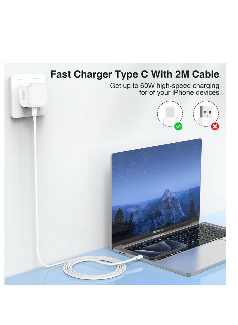 Fast Charger Compatible with iPhone 16/ iPhone 16 Pro/16 Pro Max/iPhone 15, 20W USB C To USB C Fast Charger for iPad Pro 12.9/11 inch, iPad Air 5th/4th, iPad 10th, iPad Mini 6, PD Wall Charger with 6.6ft USB C to C Charging Cable  - Image 3