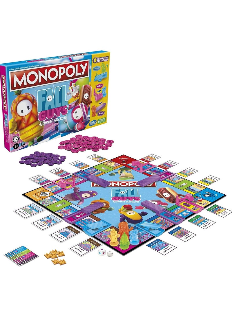Hasbro Games - MONOPOLY Fall Guys Ultimate Knockout Edition Board Game for Players Ages 8 and Up, Dodge Interactive Obstacles, Includes Knockout Die - Image 1