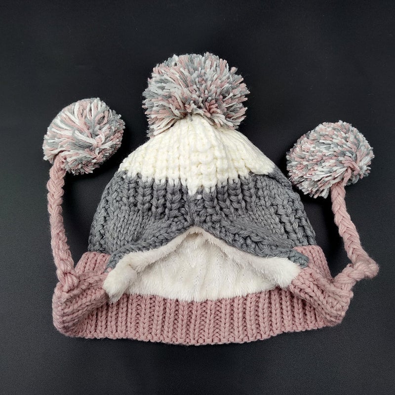 HUAMULAN Women Winter Sherpa Beanie Hats Knit Ear Flaps Peruvian Cover Ears Warm Fleece Lined Ski Snow Hat 3 Pompom - Image 5