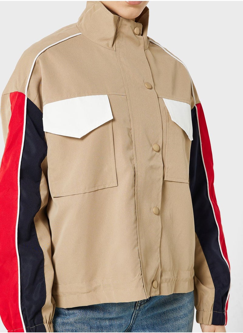 Ginger - Colorblock Detail Varsity Jacket - Image 1