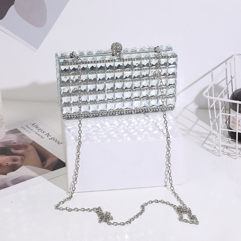 Dinner Bag Ladies Double-Sided Glass Diamond Hand Bag Fashion Personality Handbag - Image 4