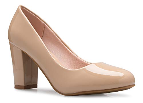 Olivia K Women's Classic Round-Toe Platform Pumps High Block Heel - Adorable, Comfortable - Image 4