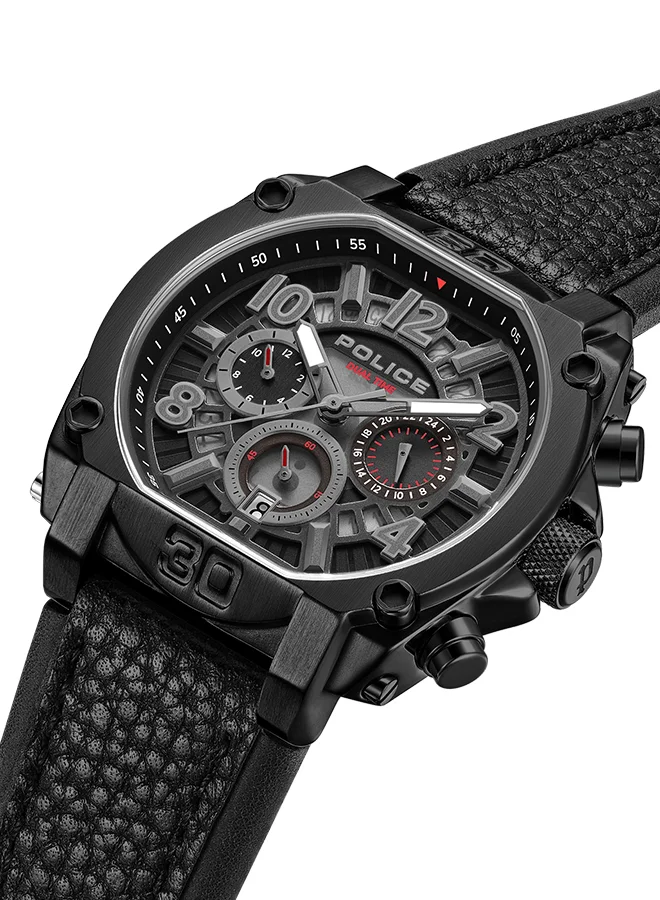 POLICE Men Chronograph Round Shape Leather Wrist Watch PEWJF0021903 - 45 Mm
