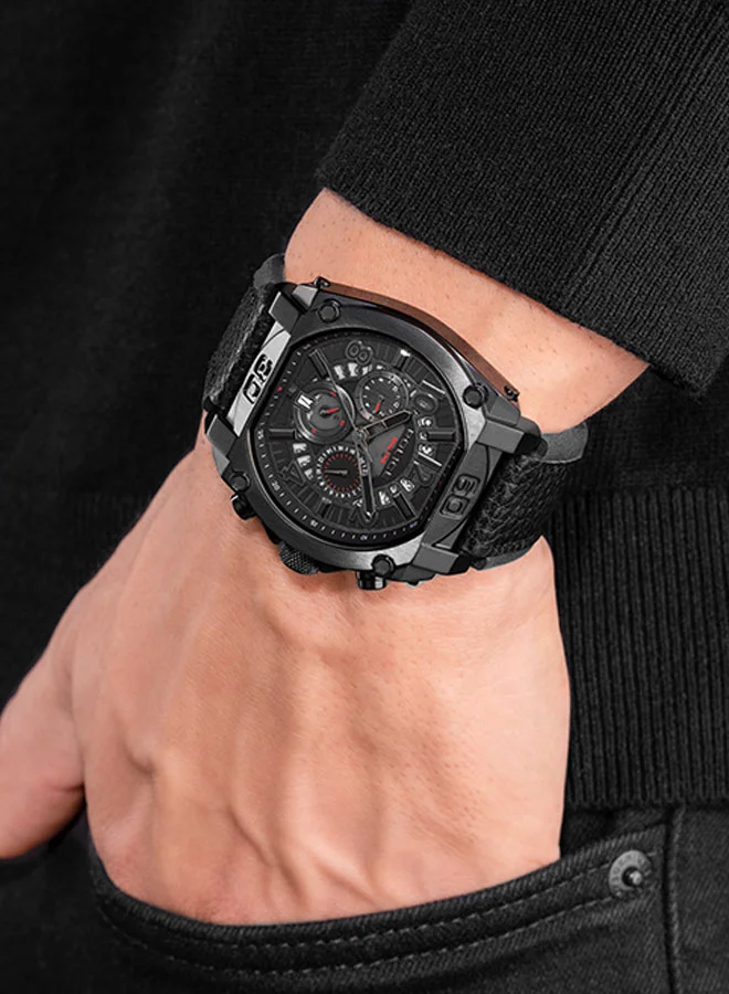 POLICE Men Chronograph Round Shape Leather Wrist Watch PEWJF0021903 - 45 Mm