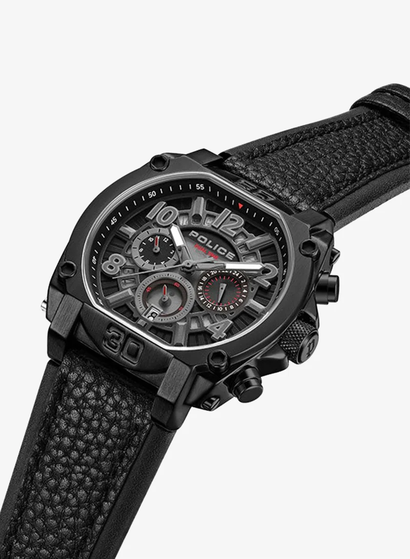 Police Men Chronograph Round Shape Leather Wrist Watch PEWJF0021903 - 45 Mm