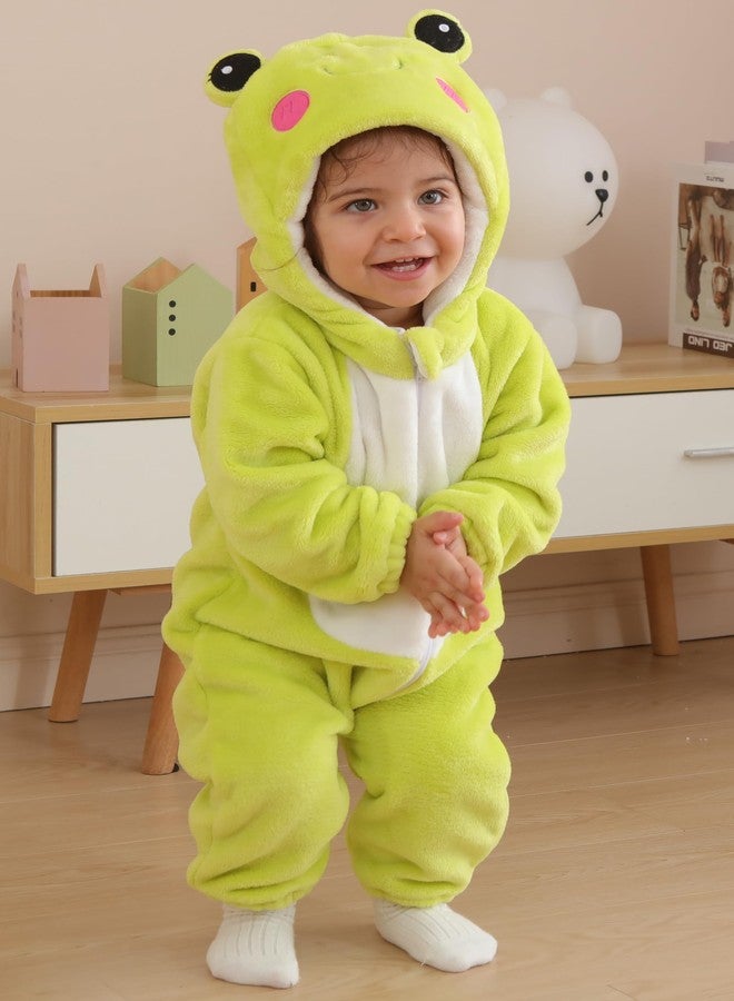 DarkCom Unisex Baby Animal Onesie Toddler Hooded Romper Halloween Cosplay Frog Costumes Kids'Christmas Gifts 3-6 Months Green - Image 4