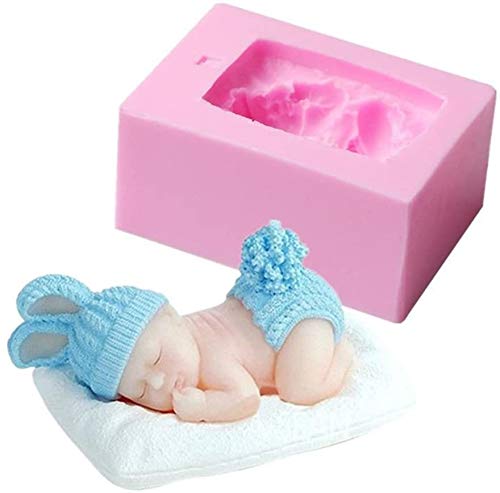 Baby Shower Candle Moulds 3D Sleeping Baby Silicone Soap Mold Candy Mold for Birthday Party Cake Decorating Tool