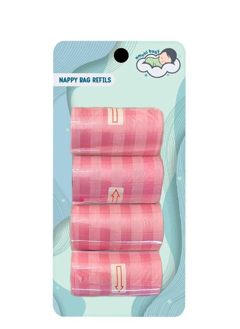 amchi baby - Disposable Nappy Bag Refills (4 Rolls)-Pink - Image 1