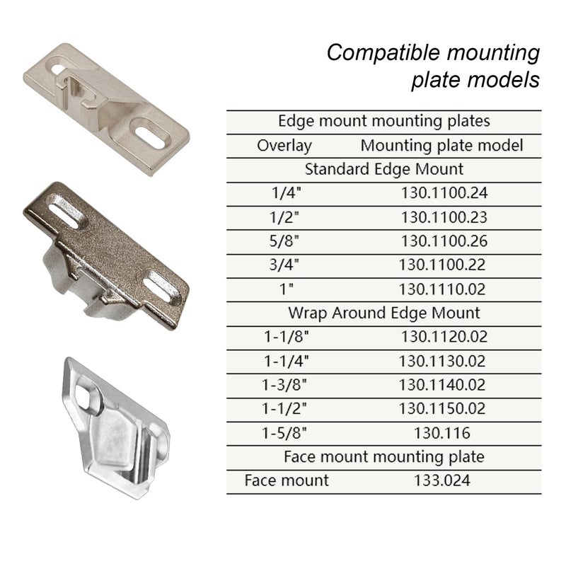 Holdly Replacement for Blum 110 Degree Screw-in Compact 33 Hinge, 8-Pack, Cabinet Door Hinges to Replace Original Blum Cabinet Hinges(Mounting Plate Not Included) - Image 3