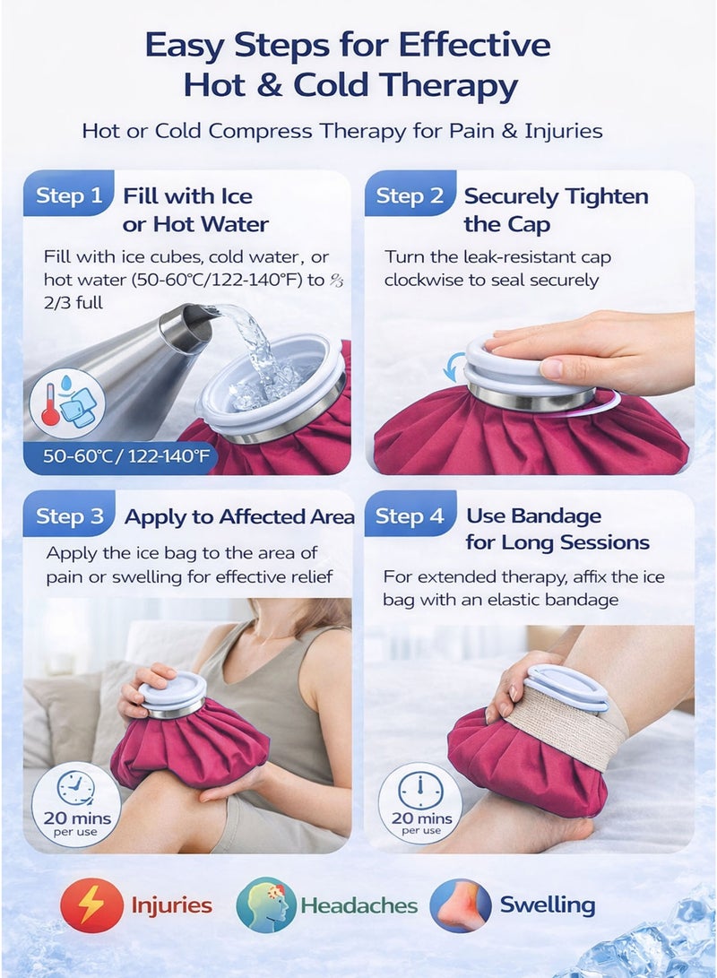 Spectrum Therapy Ice Bag Reusable 5 Inch 12.7 cm Hot and Cold Compress Pack for Pain Relief Cold Therapy Heat Therapy Ice Pack Bag for Bruises Swelling Sprains Soreness Joint Pain Muscle Aches Cramps Inflammation Post Workout Recovery Headache Migraine Fever First Aid Sports Injury Knee Elbow Ankle Back Wide Mouth Easy Fill Leak Resistant Screw Cap Cotton Dacron Fabric Portable Home Travel Physiotherapy Rehab - Image 3