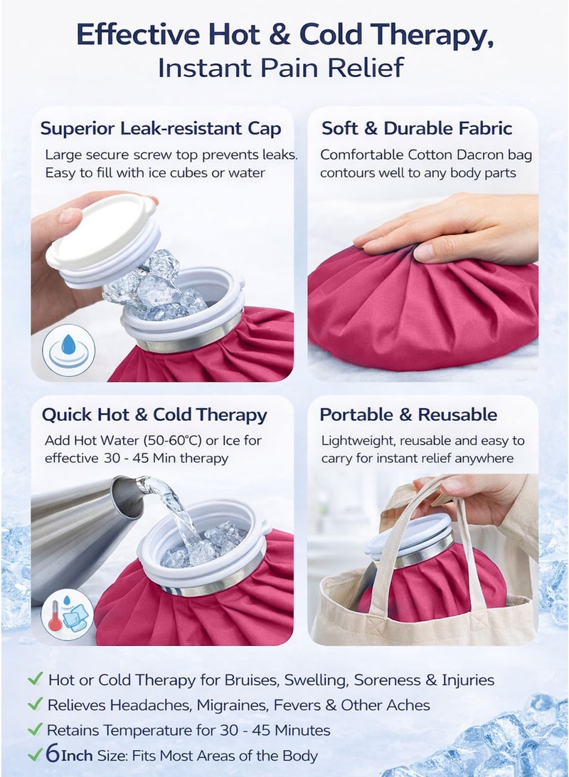 Spectrum Therapy Ice Bag Reusable 5 Inch 12.7 cm Hot and Cold Compress Pack for Pain Relief Cold Therapy Heat Therapy Ice Pack Bag for Bruises Swelling Sprains Soreness Joint Pain Muscle Aches Cramps Inflammation Post Workout Recovery Headache Migraine Fever First Aid Sports Injury Knee Elbow Ankle Back Wide Mouth Easy Fill Leak Resistant Screw Cap Cotton Dacron Fabric Portable Home Travel Physiotherapy Rehab - Image 2