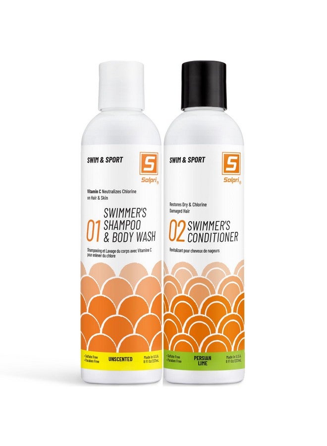 Solpri Swimmers Chlorine Vitamin C Swim Shampoo Body Wash With Pre & Post Swim Conditioner (16 Fl Oz Total)