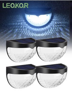 LEOKOR 4 PCS Solar Fence Lights Decorative Lights LED Garden Lights Waterproof Solar Lights Wireless Outdoor Lights Black  - Image 1