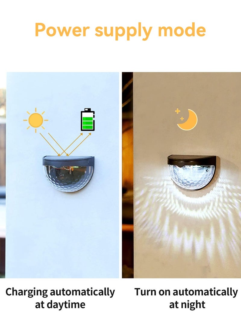 LEOKOR 4 قطع من مصابيح السياج الشمسية، أضواء زخرفية، مصابيح LED للحديقة، مصابيح شمسية مقاومة للماء، أضواء خارجية لاسلكية باللون الأسود  - Image 4