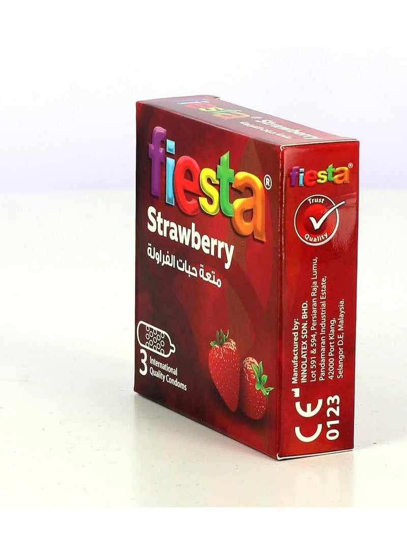 Fiesta Strawberry Condom, Pack of 3 - Image 2