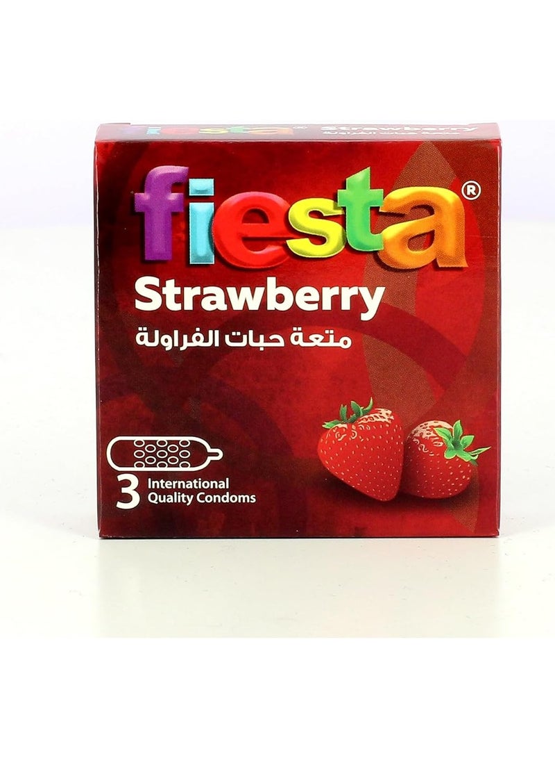 Fiesta Strawberry Condom, Pack of 3 - Image 5