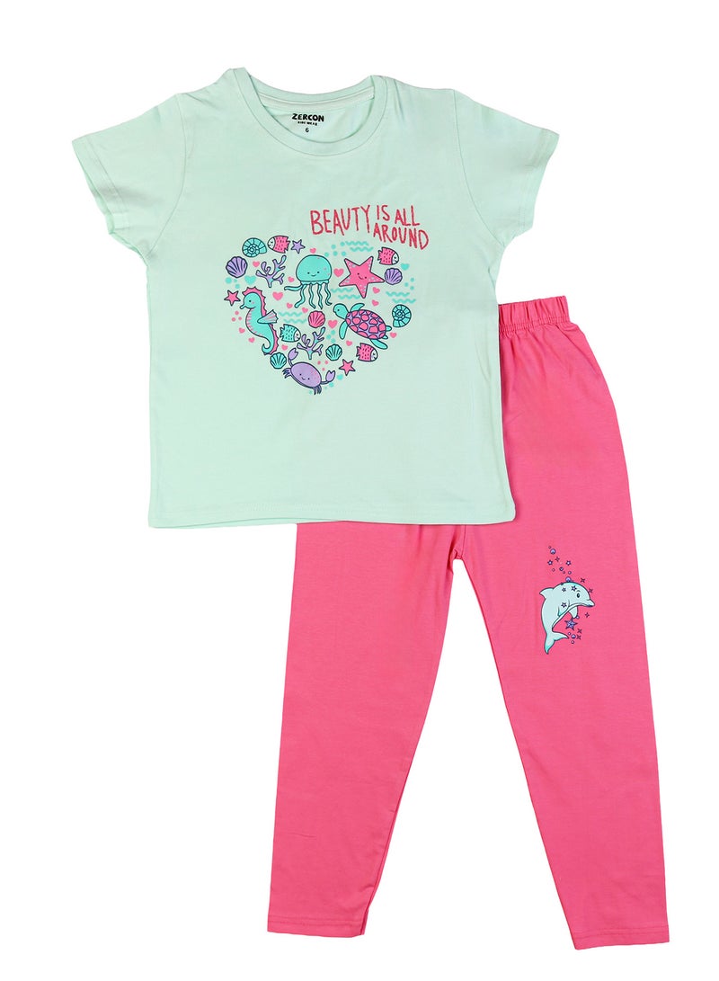 Zercon Summer Pajama Set for Girls - Image 1