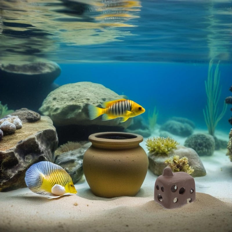 Advanced minimal build COHEALI 3pcs Irregular Porous Ceramic Fish Tank Shelter Cave for Aquarium Shrimp Breeding Hideout Small Fish Tank Landscape Decoration Practical design alternatives - Image 4