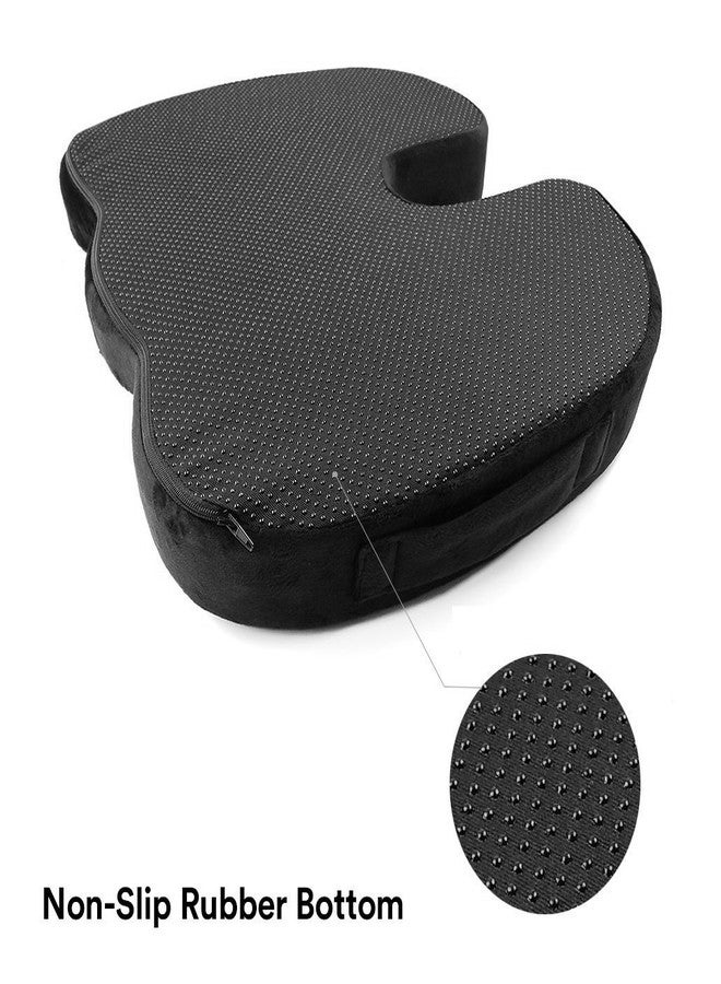 SnugPad Memory Foam Lumbar Pillow and Seat Cushion Combo, Ergonomic, Lower Back and Coccyx Support, Premium Washable Velvet Covers with Non-Slip Bottom, Ideal for Office Chairs and Car Seats (Black) - Image 5