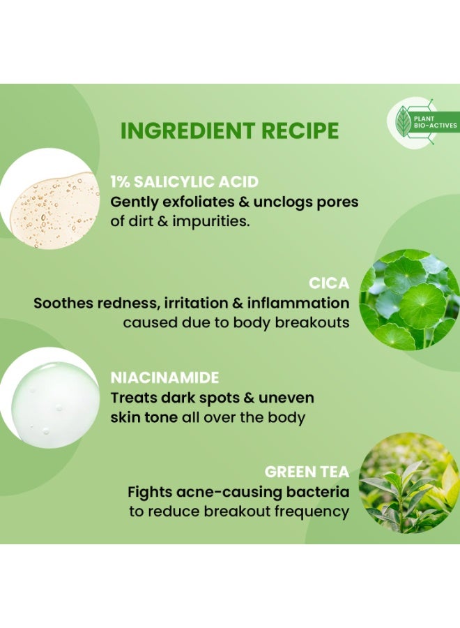 Dot & Key Cica & 1% Salicylic Daily Exfoliating Shower Gel | Niacinamide Infused | Body Wash for Oil & Acne Control | Reduces Body Acne & Smoothes Irritation | Clean, Acne Free Skin | 250ml - Image 4