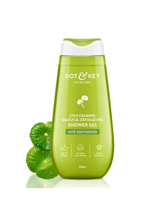 Dot & Key Cica & 1% Salicylic Daily Exfoliating Shower Gel | Niacinamide Infused | Body Wash for Oil & Acne Control | Reduces Body Acne & Smoothes Irritation | Clean, Acne Free Skin | 250ml - Image 1
