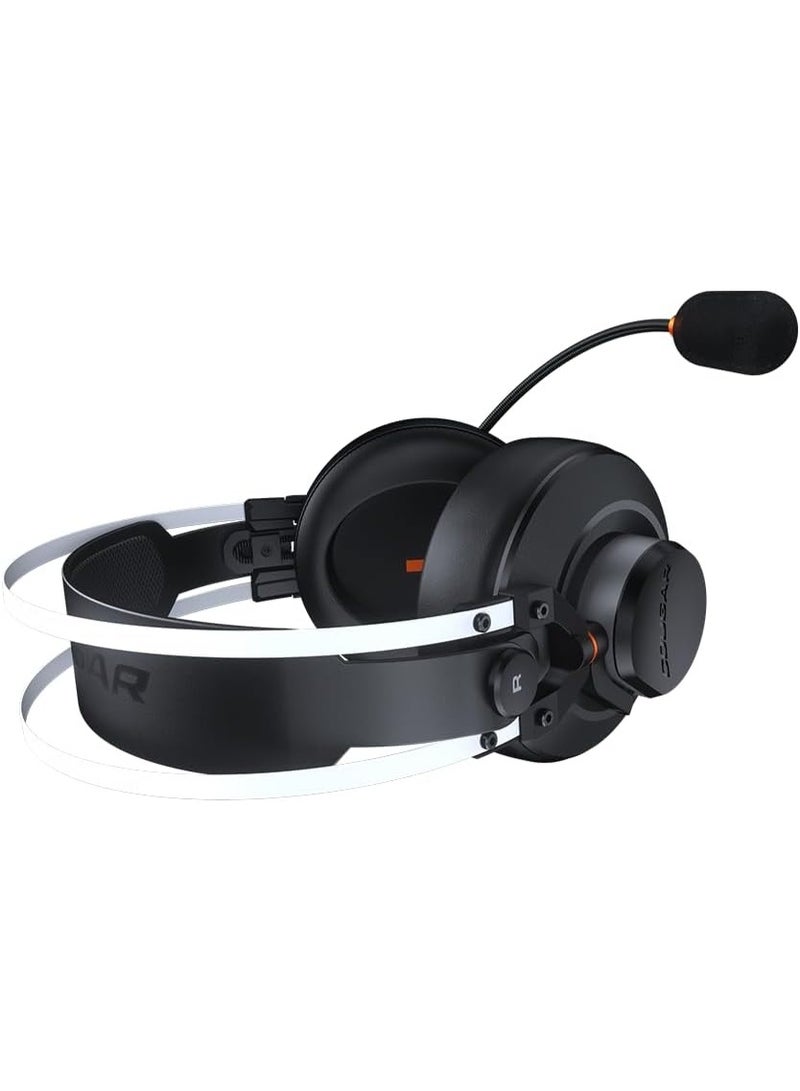 Cougar VM410 Tournament Edition Wired Gaming Headphones, 53mm Graphene Diaphragm Drivers, 9.7mm Noise Cancellation Mic, 4 Pole to 3 Pole Adapter, Crosswalk Reduction - Black - Image 3