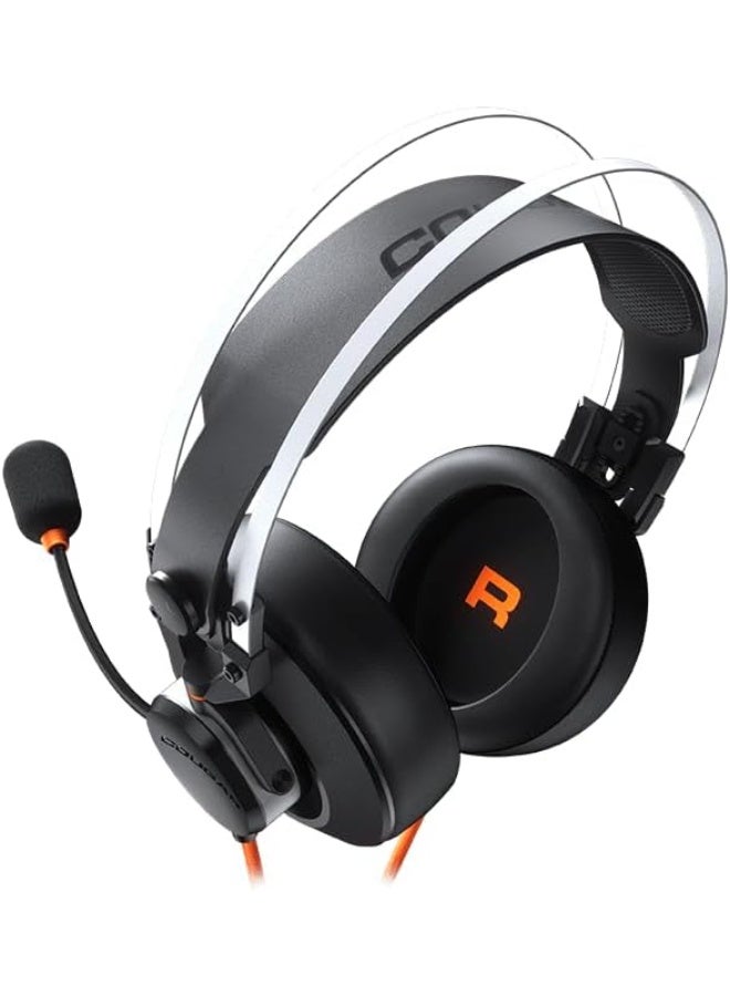 Cougar VM410 Tournament Edition Wired Gaming Headphones, 53mm Graphene Diaphragm Drivers, 9.7mm Noise Cancellation Mic, 4 Pole to 3 Pole Adapter, Crosswalk Reduction - Black - Image 1