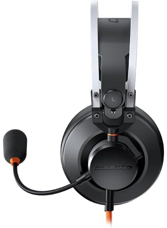 Cougar VM410 Tournament Edition Wired Gaming Headphones, 53mm Graphene Diaphragm Drivers, 9.7mm Noise Cancellation Mic, 4 Pole to 3 Pole Adapter, Crosswalk Reduction - Black - Image 2