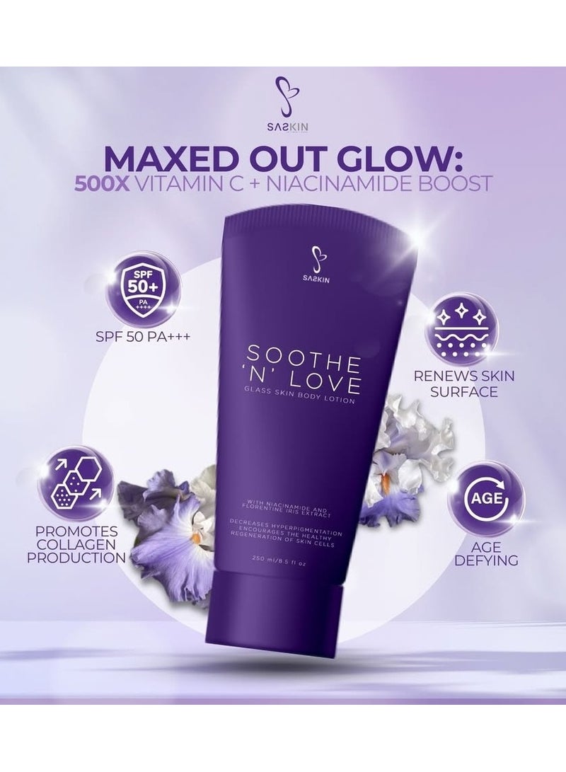 SASKIN SOOTHE 'N' LOVE GLASS SKIN BODY Lotion 250ml - Image 3