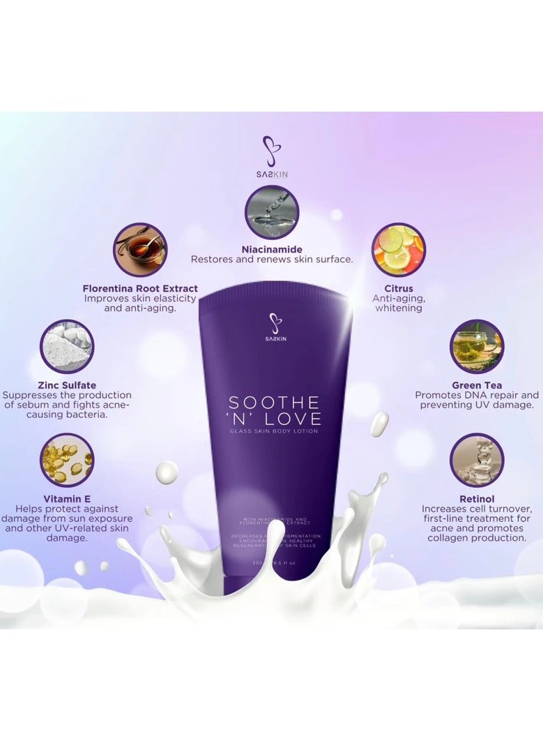 SASKIN SOOTHE 'N' LOVE GLASS SKIN BODY Lotion 250ml - Image 5