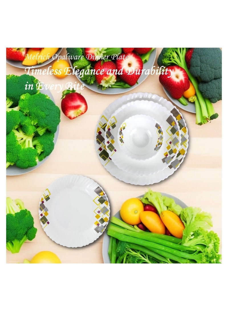 Melrich Melrich 12 Pcs Opal ware Dinnerware set 4 x Dinner plate 4 x Dessert Plates 4 x Bowls Dishwasher Microwave safe Scratch Resistant - Image 3