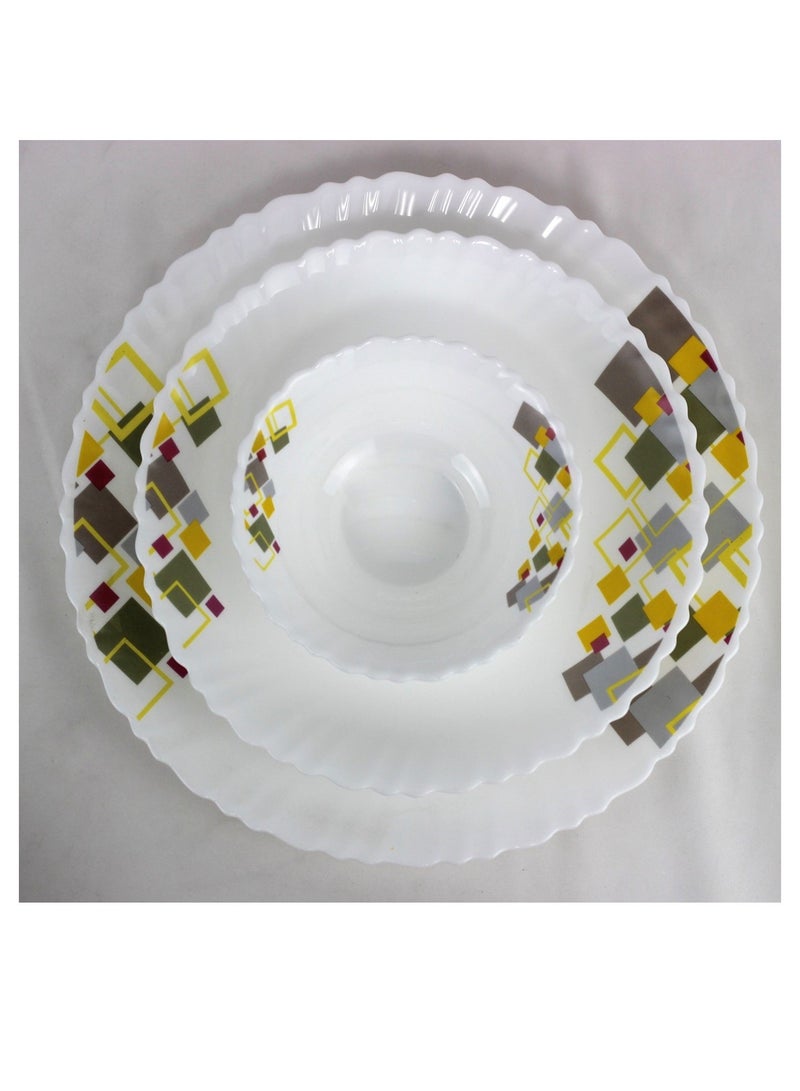 Melrich Melrich 12 Pcs Opal ware Dinnerware set 4 x Dinner plate 4 x Dessert Plates 4 x Bowls Dishwasher Microwave safe Scratch Resistant - Image 5