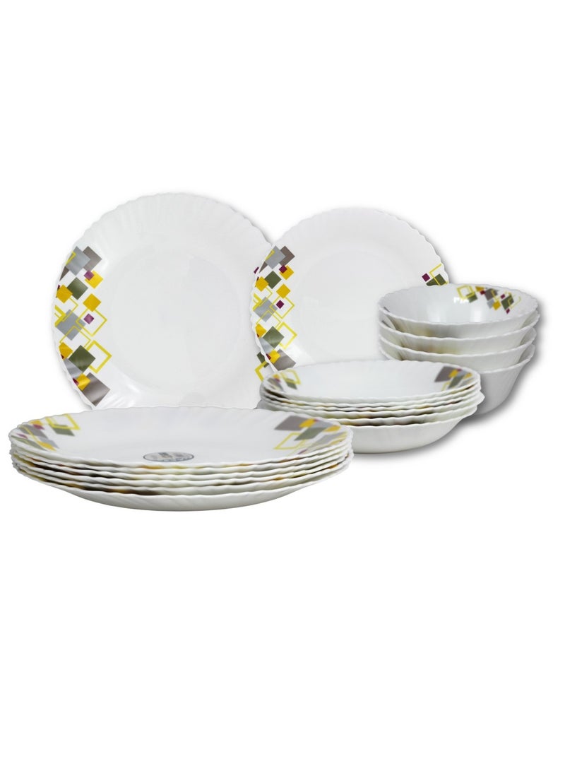 Melrich Melrich 12 Pcs Opal ware Dinnerware set 4 x Dinner plate 4 x Dessert Plates 4 x Bowls Dishwasher Microwave safe Scratch Resistant - Image 1